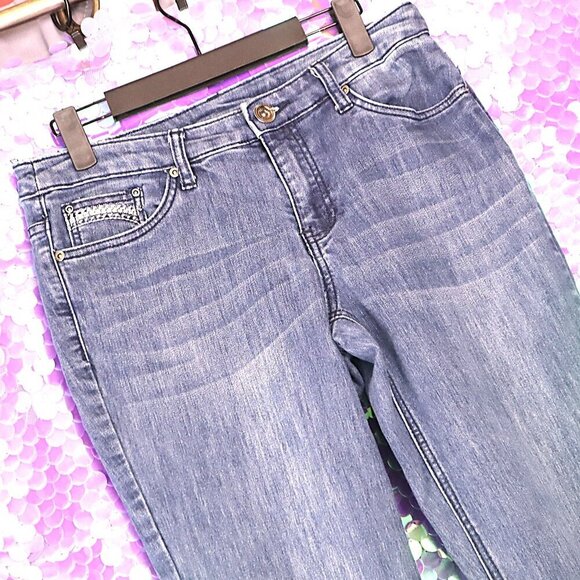 WHISKERED JEANS 4 Christopher & Banks Flare Ultra Low Rise Wide Leg Y2K 90s - Picture 1 of 10